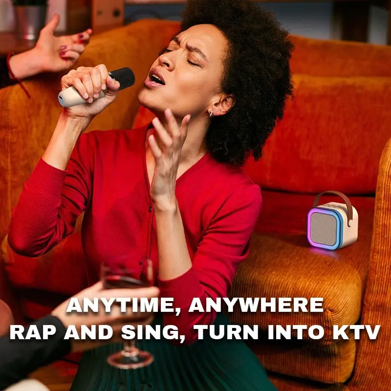 [COD&Local Delivery] Speaker Karaoke Bluetooth Mini dengan 2 Mikrofon - Mikrofon Nirkabel dan Mikrofon Bass speaker konten mikrofon karaoke Microphone Wireless 8