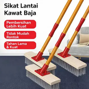 Sikat kawat stainless steel pegangan panjang kawat baja sikat pencucian lantai sikat pegangan panjang lantai rambut keras sikat besi sikat kolam renang lumut