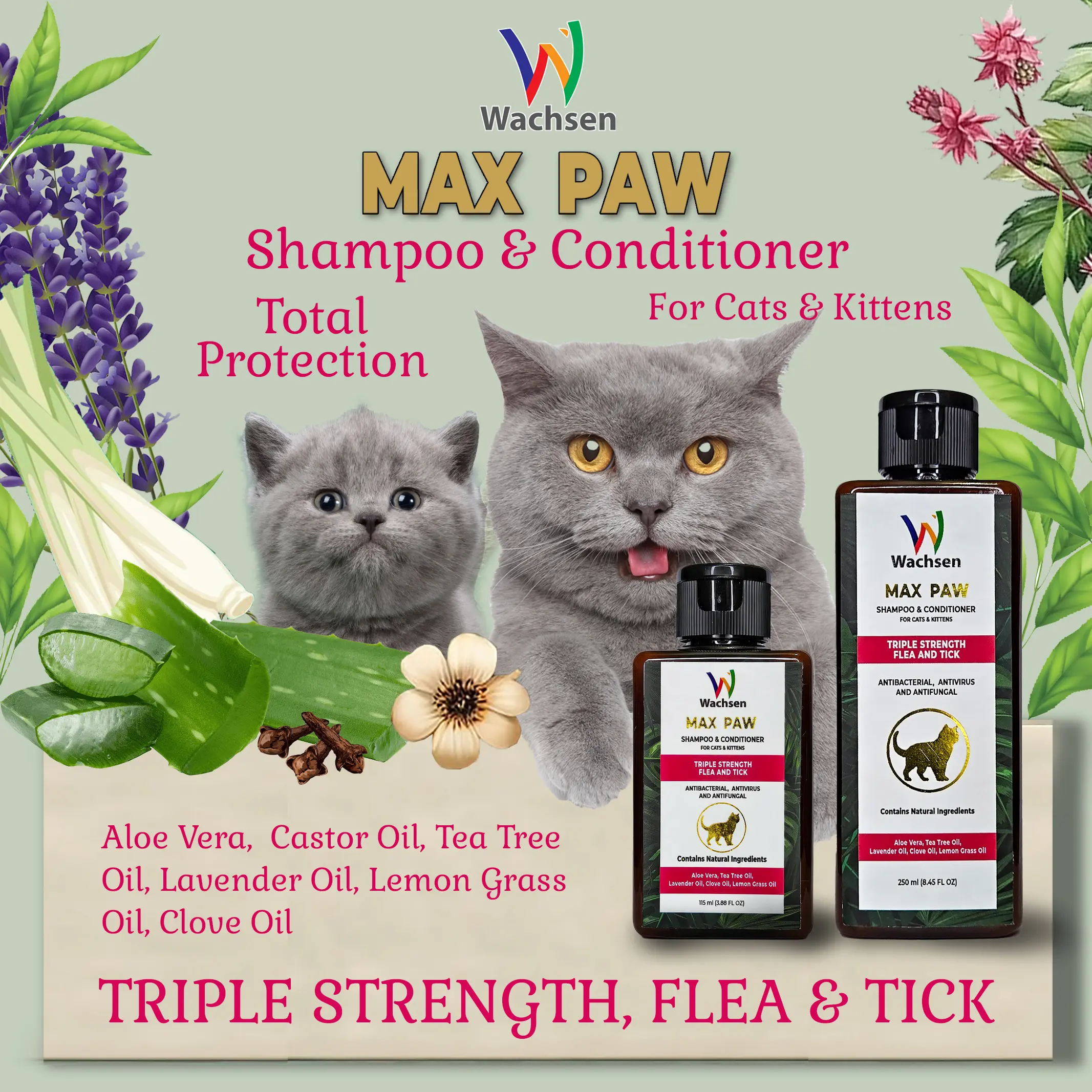 Max Paw Shampo Kucing Triple Strength Flea And Tick Anti Kutu, Parasit, Bakteri, Virus Dan Jamur