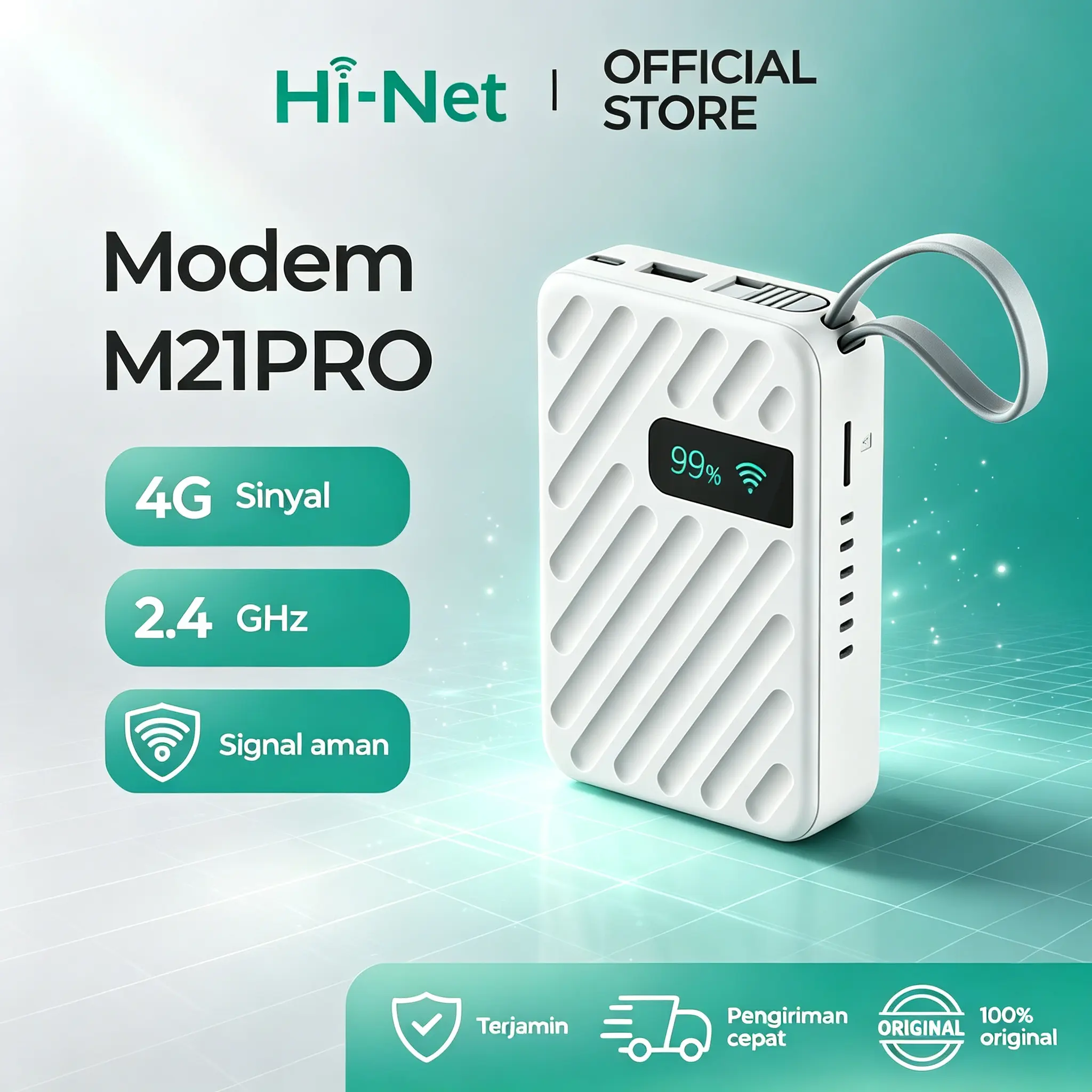 Hi-Net M21PRO Modem Wifi 4G Portable 10000mAh Powerbank WiFi6 Anti Lag 300Mbps Hotspot 4G LTE Multi Perangkat Tanpa Kabel Internet Stabil untuk Traveling & Kerja WFH