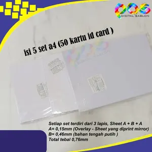 Kertas Pvc Bahan ID Card Instan A4 isi 5 set (50 id Card) - 172a