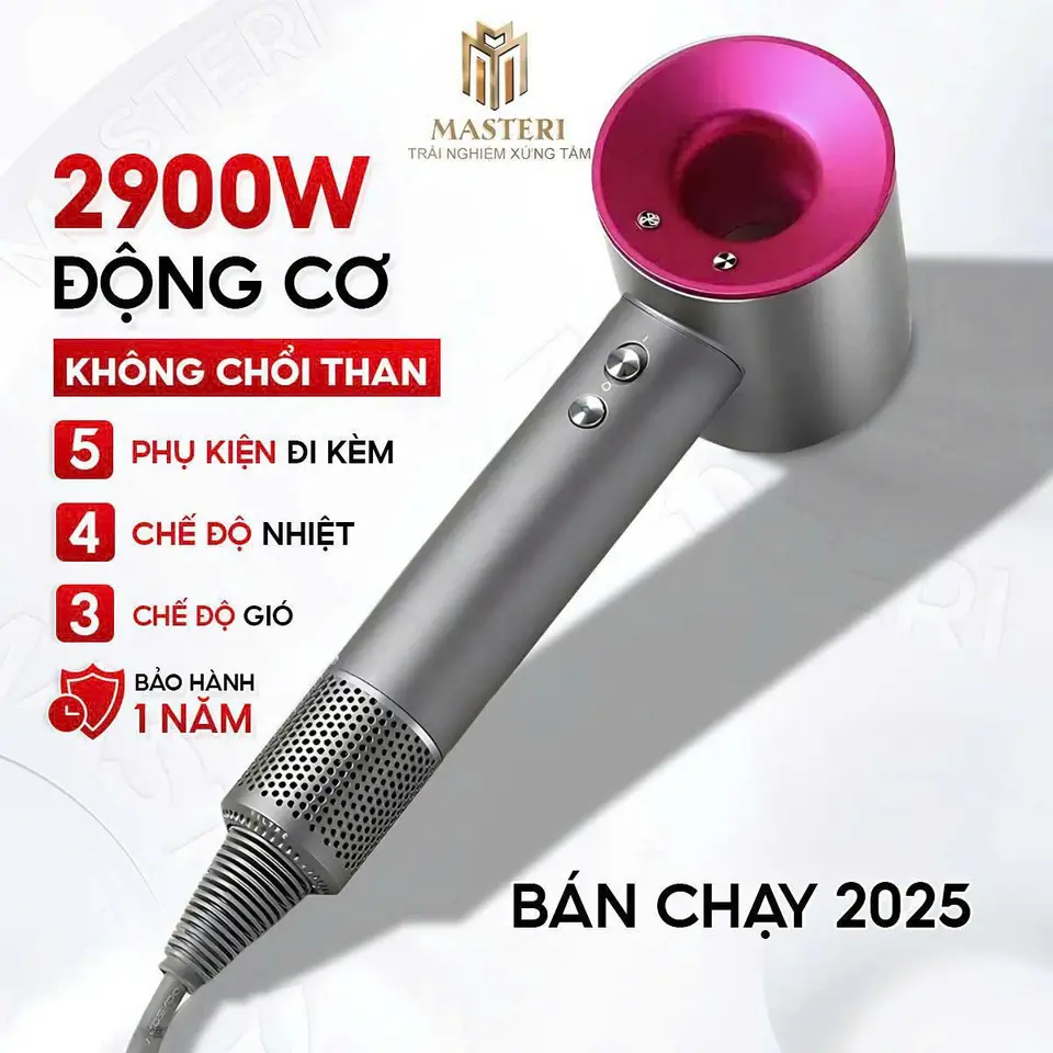 Máy sấy tóc chính hãng Masteri MT6,công suất lớn 2900W có ion âm bảo vệ tóc, Sấy nhanh và tạo kiểu chuyên nghiệp