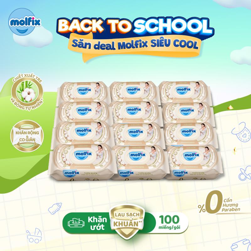 [Creator] Mua 6 tặng 6 gói Khăn ướt Molfix Thiên nhiên - Gói 100 miếng