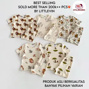 LITTLEVIN - SETELAN ANAK  FULLPRINT  CREAM SERIES KARAKTER 0-5 TAHUN