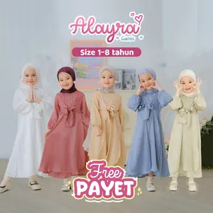 Alayra Gamis Anak Perempuan Free Payet Usia 1 - 8 Tahun Baju Muslim Bahan Silk Premium