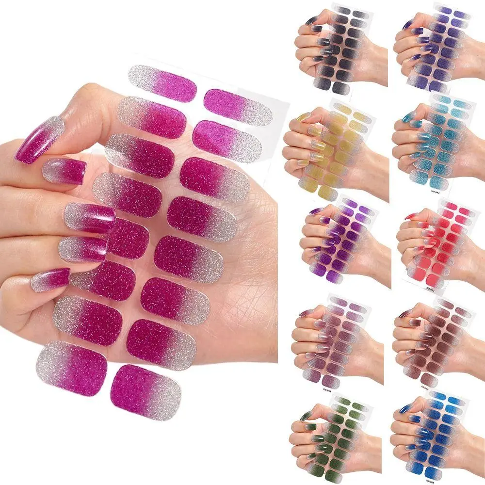 Semi-cured Gel Nail Stickers Broken Grid Korea Phototherapy Gel Nail Strips Waterproof Long-Lasting Nail Art Sticker