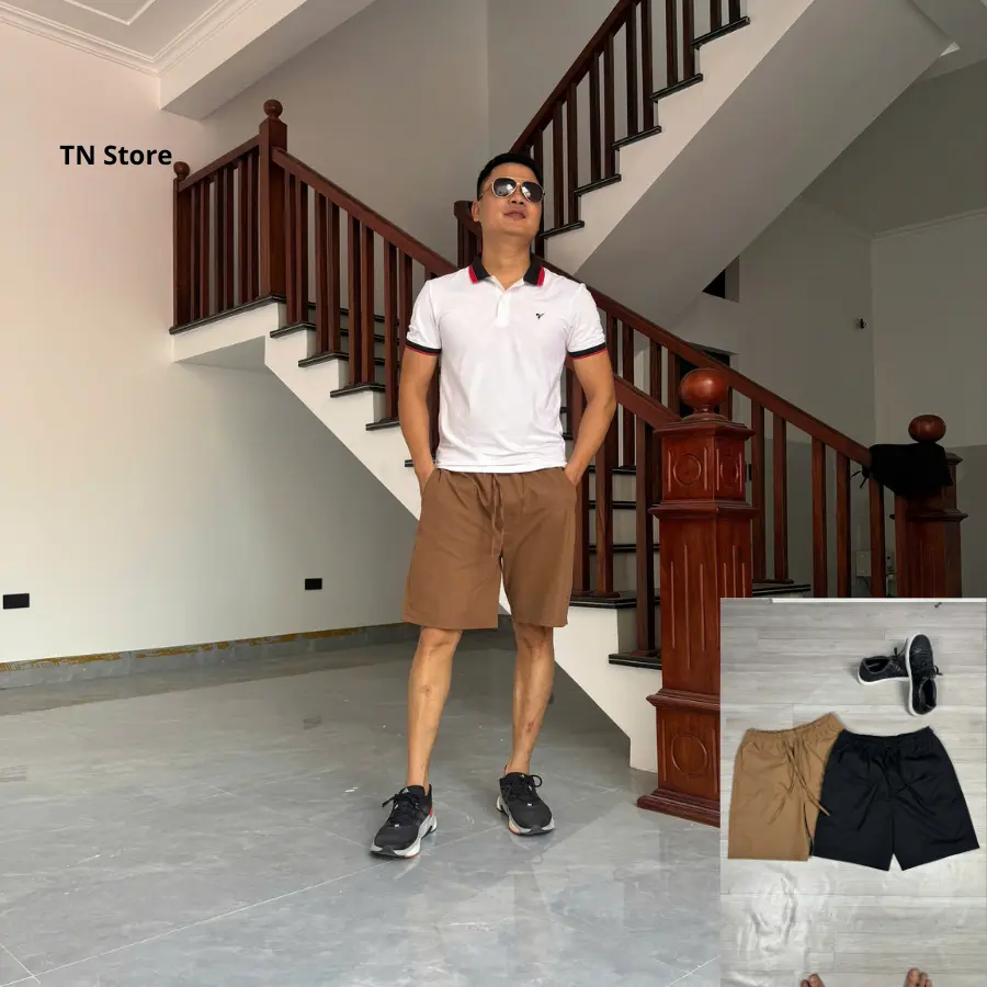 COMBO 2Quần Short Nam Kaki TN Store Form Trên Gối Thêu Logo Nổi Phong Cách Hàn Quốc Thoải Mái Thoáng Mát