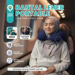 Safar Point Bantal Leher Angin Portable Nyaman untuk Perjalanan Umroh & Haji Desain Ergonomis Ringan dan Praktis Cocok untuk Lansia dan Dewasa