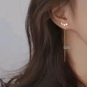 Anting Titanium Wanita Bintang Gold Juntai Fashion Wanita Anti Karat Tidak Luntur Earrings Elegan