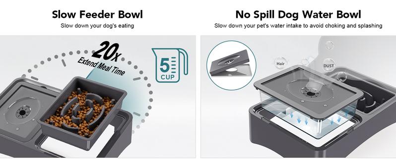 Product Introduction of 【outdoorfun】2-in-1 Elevated Dog Bowls Slow Feeder, 4 Height Adjustable Raised Dog Bowl Stand No Spill Dog Water Bowl Dispenser, Anti-Slip Dog Food and Water Bowl for Small Medium Dogs. 6