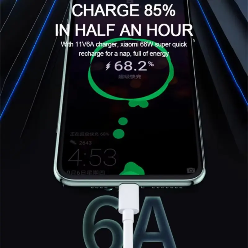 Cáp USB Type C, Sạc Siêu Nhanh 66W 6 A, Dây Dữ Liệu, Tương Thích Với Huawei P40, Xiaomi Mi13, Oneplus, Realme POCO, Bộ Sạc Điện Thoại, Cáp USB C 3