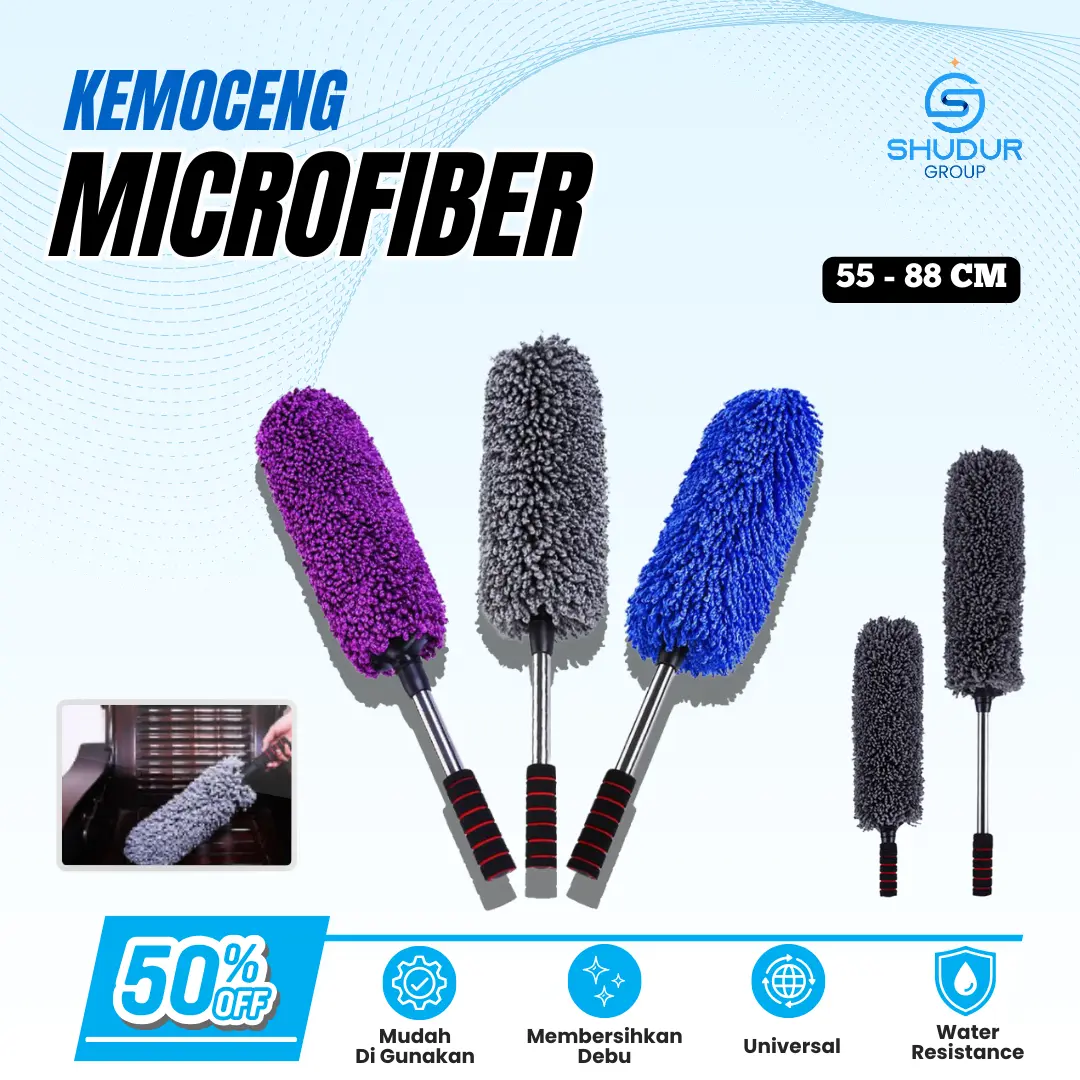Kemoceng Microfiber Tebal Scalable Pembersih Debu Rumah & Mobil Sikat Mobil Melingkar