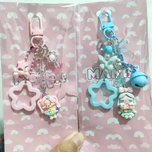 Gantungan Tas & Kunci Clay Keychain Resin Merah dengan Bunga Kuning dan Bintang Merah Cocok untuk Hadiah Praktis dan Efisien