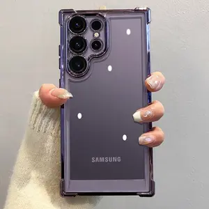 CrashStar With Lens Films Airbag Anti-fall Clear Acrylic Electroplating Phone Case For Samsung Galaxy S26 S25 S24 FE S23 S22 S21 Note 20 Ultra A57 A56 A55 A54 A53 A37 A36 A35 A34 A26 A25 A24 A17 A16 A15 A05S A05 5G Transparent Shockproof Phone Cover