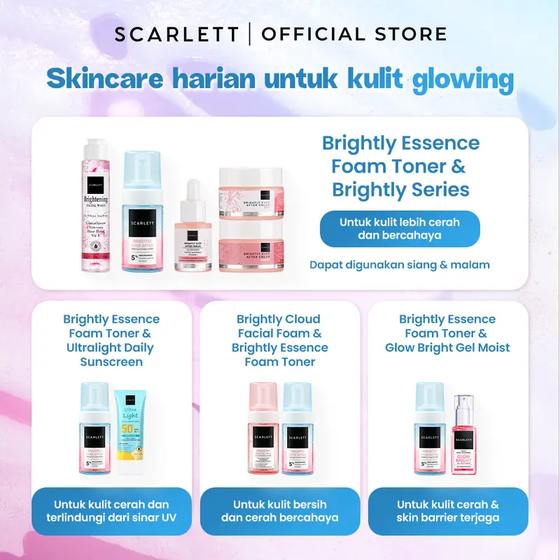 Scarlett Whitening Brightly Ever After Essence Foam Toner - Toner Wajah Kulit Sensitif untuk Mencerahkan Melembapkan dan Menghidrasi Wajah 3