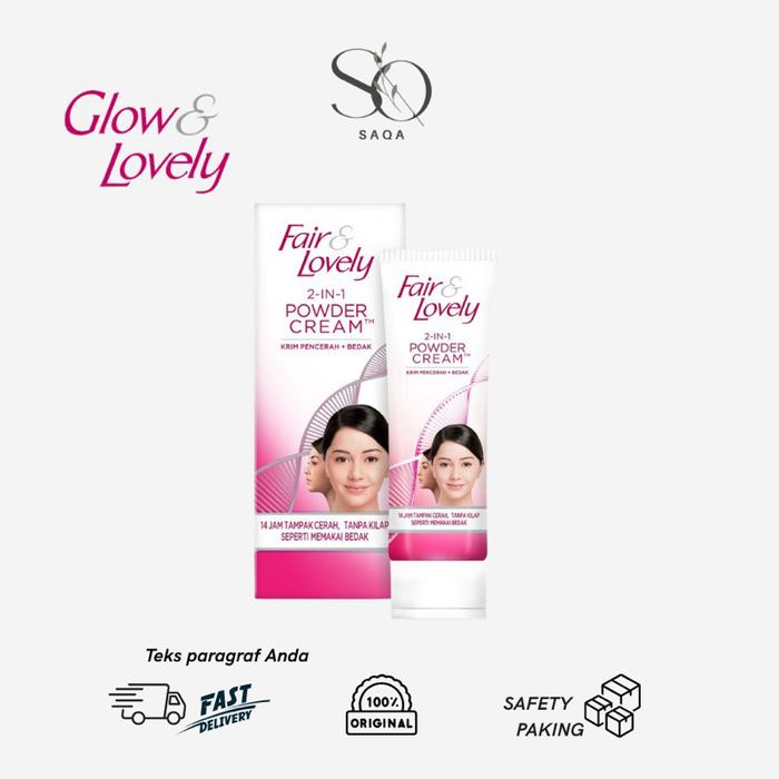 Gambar (MURAH)Glow&Lovely Fair & Lovely 2-in-1 Powder Cream Krim Pencerah & Bedak 100% Original dengan Safety Packing dari SAQA STORE Kab. Aceh Timur Tokopedia