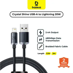 Baseus Kabel Data iPhone Cable USB to Lightning Crystal Shine Fast Charging 2.4A 1.2 Meter