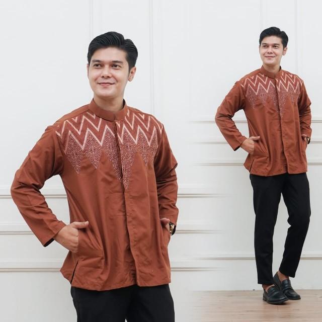 Baju Koko Bordir Pria Dewasa Lengan Panjang