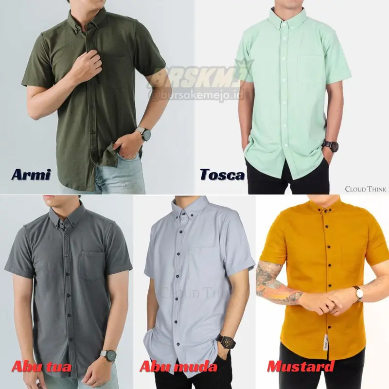 Promo Kemeja Dewasa 100.000 ribu 5 pcs Lengan Pendek Pria, Baju Distro Kain Katun 3