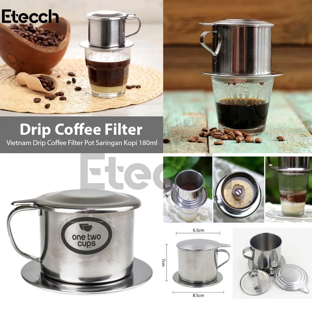 Vietnam Drip Coffee Filter Pot Saringan Kopi 180ml 8Q Cangkir Stainless