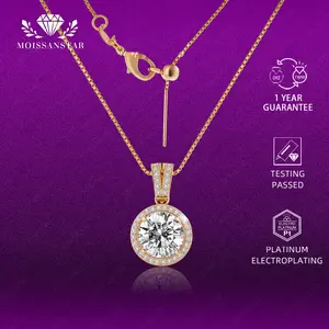 OS4-MS-N03-CG Kalung Wanita Moissan Star Permata Moissanite Lapis Emas 18k  Sertifikat GRA Asli Garansi 1 Tahun Berkualitas Tinggi High Quality Anti Luntur Karat Berubah Warna Aksesoris Perhiasan Kalung Nikah Permata VVS1 Elegan Free Box