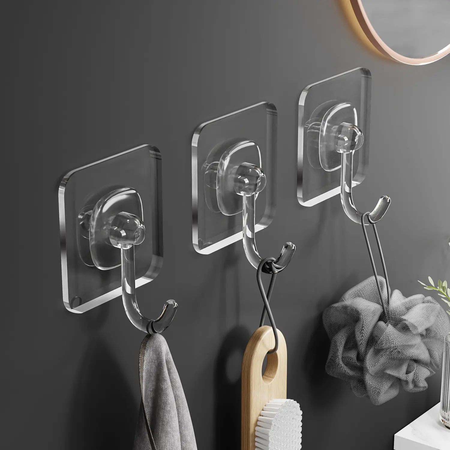 Hook without punching holes, strong adhesive hook, can be hung on the wall, suitable for load-bearing walls, transparent and without marks adhesive hook, a hook for sticking on the wall in the dormitory