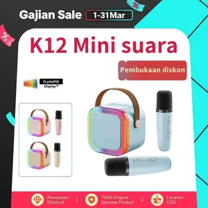 「DayaHidup」[COD] Speaker Bluetooth Mini K12 Paling Stylish dan Populer dengan Lampu Karaoke dan Lampu LED RGB - Nirkabel - Bass - Mikrofon Wireless rumahan sound