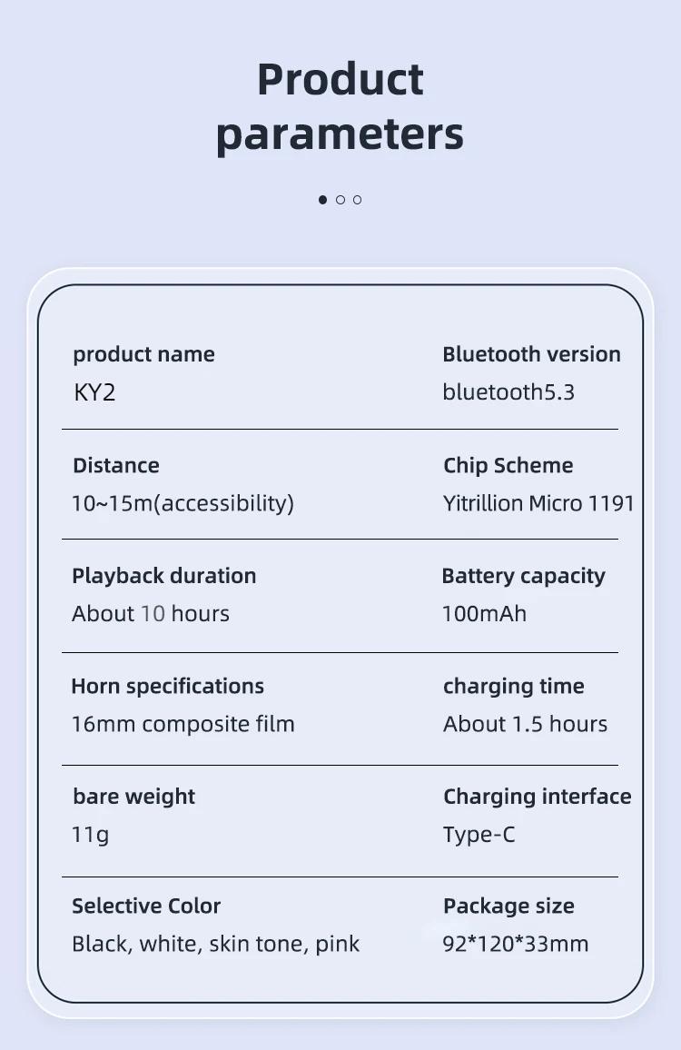 Product Introduction of Tai nghe một tai KY2 nguyên bản, tai nghe không dây Bluetooth , pin dung lượng lớn với thời gian phát lại 10H, điều khiển cảm ứng trên tai, Business-2 46