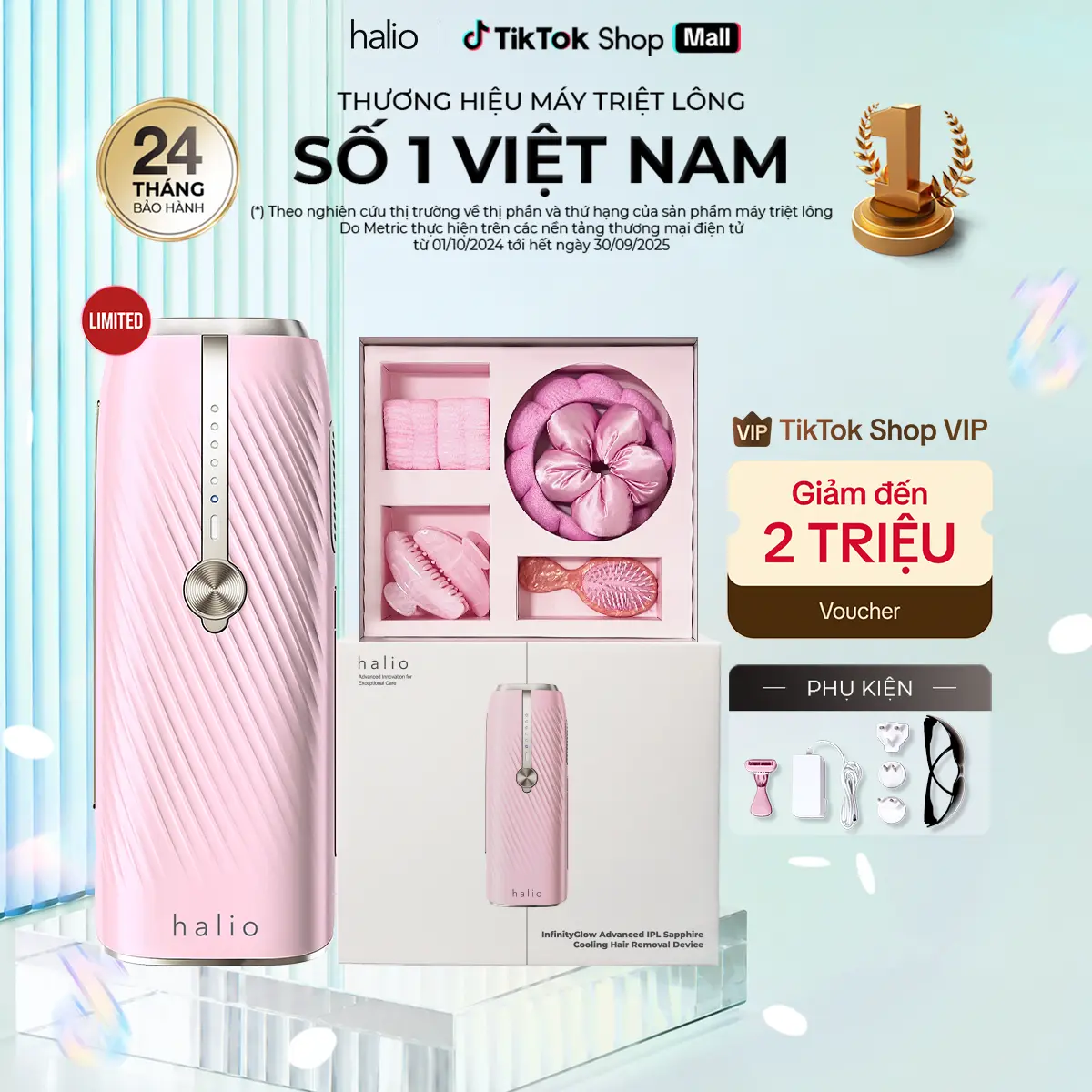 [PHIÊN BẢN ĐỘC QUYỀN] Máy Triệt Lông Lạnh Halio Sapphire InfinityGlow Advanced IPL Sapphire Cooling Hair Removal Device – Phù hợp cho Da Nhạy Cảm Nữ và Nam – lixibox máy triệt lông tại nhà