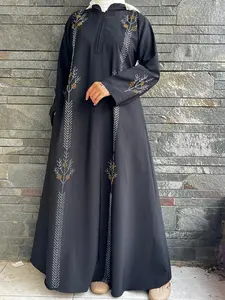 Abaya Turqi Alisya Material Fortaleza Mix Manik Press Gamis Muslim Wanita Syari Hitam Mewah Cocok untuk Lebaran 2026 Stok Tersedia Ukuran M L XL Dress Arab Basic Kaftan Maxi Motif - Turki