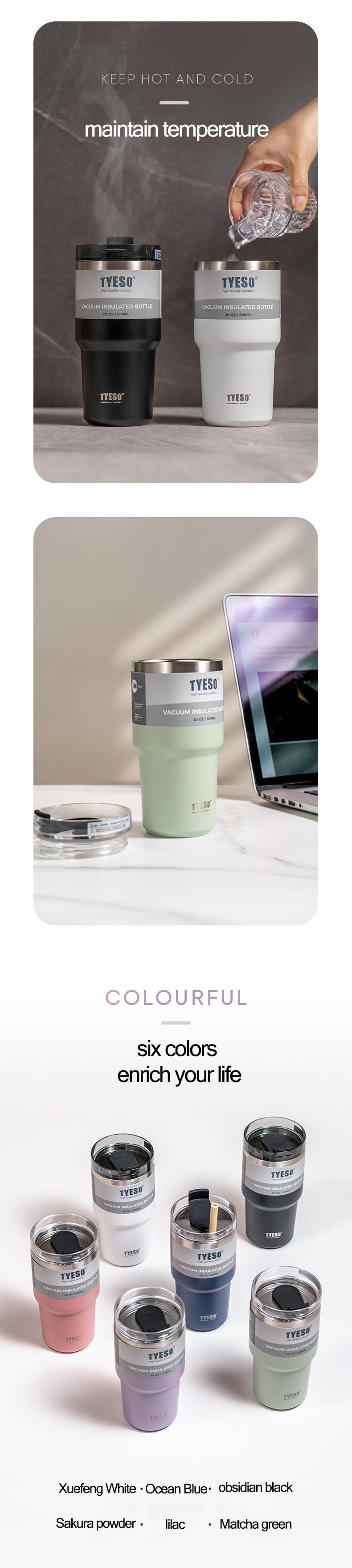 Product Introduction of Cốc Chân Không Bằng Thép Không Gỉ, TYESO, Cầm Tay, Cốc Nước 304, Thiết Kế Sáng Tạo, Dung Tích Lớn, Thích Hợp Cho Thể Thao, Có Ống Hút, Cốc Cà Phê, Cốc Đá Lớn 2