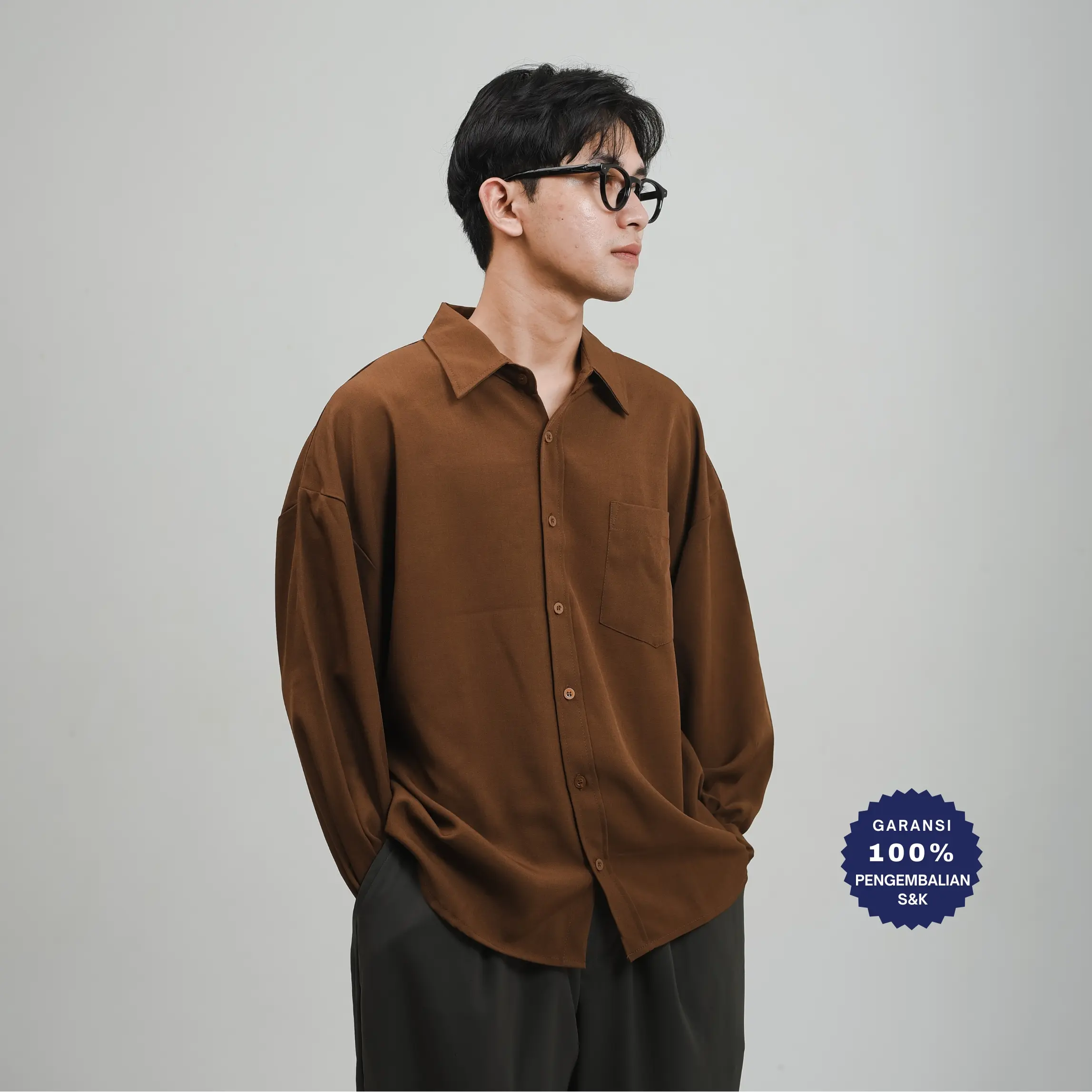 RoomFazza Kemeja Lengan Panjang Pria Oversized Kasual Kerja Atasan Casual Formal