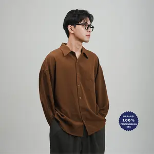 RoomFazza Kemeja Lengan Panjang Pria Oversized Kasual Kerja Atasan Casual Formal