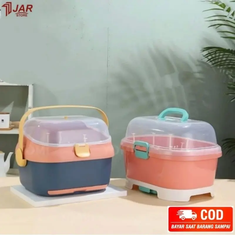 Rak Pengering Botol Bayi Anak / Perlengkapan Bayi / Pengering Botol Susu Serbaguna - L Blue Pink