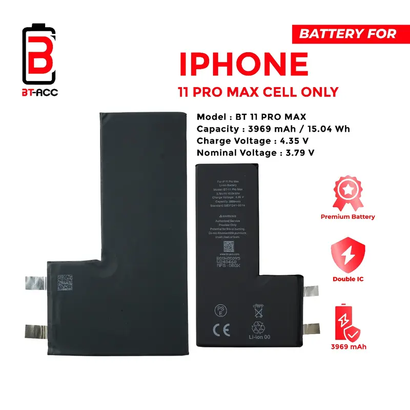 BT-ACC Battery Baterai Battre For IPhone 11 Pro Max Cell Only With 3969 mAh / Tanpa Soket (Unfinish) 1