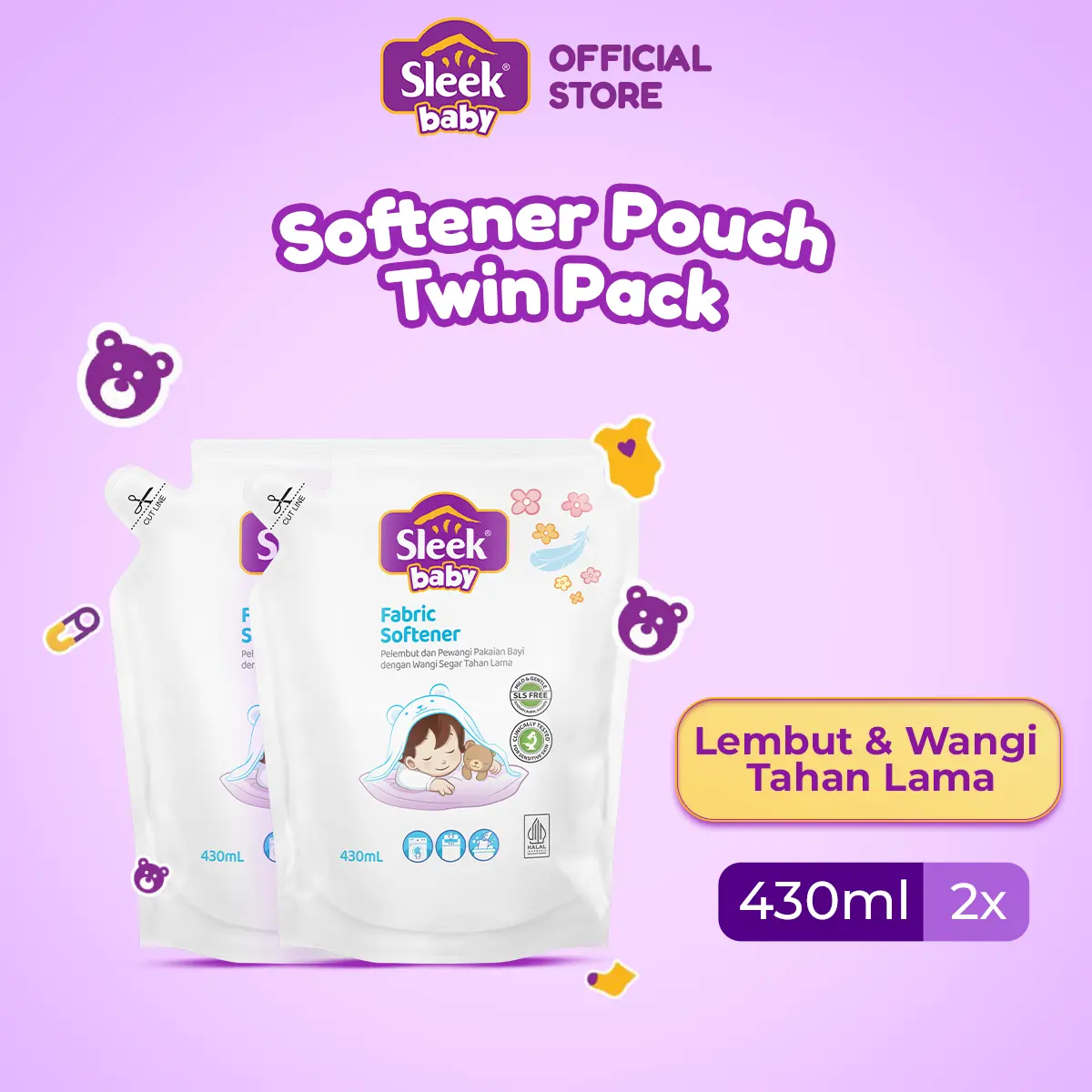 Sleek Baby Softener Pouch 430ml Twin Pack