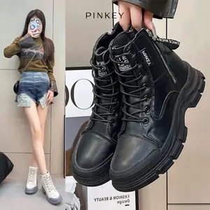 PINKEY P023 Sepatu Sneakers Boots Wanita Putih Berkualitas Tinggi dengan Heels 5cm Shoes