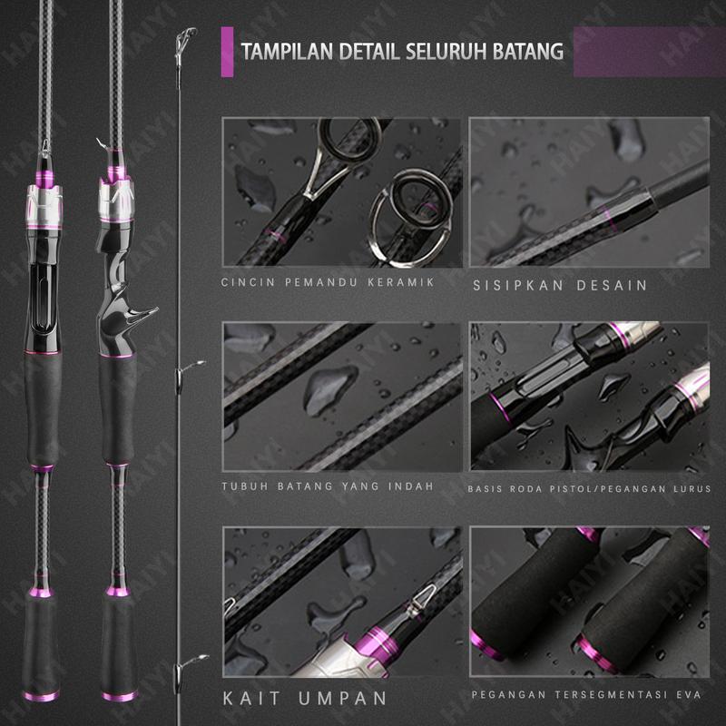 Product Introduction of HAIYI FISHING Joran Pancing 1.65m/1.8m/2.1m Fishing Rod pancing Carbon Resistansi maksimum 8KG Fishing Pole 2 Section joran fiber murah joran fishing of catch 20