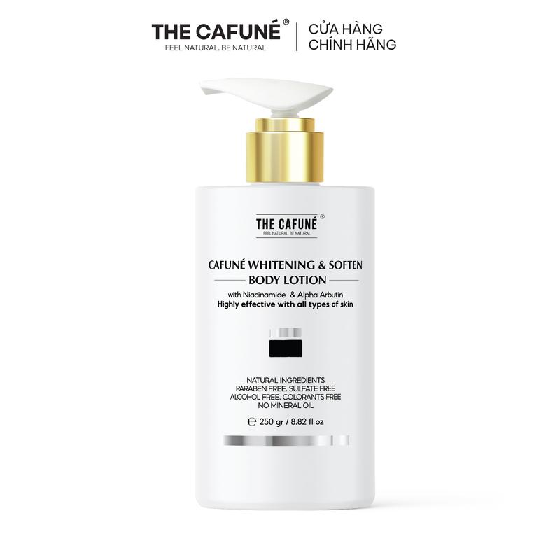 [PHIÊN BẢN NÂNG CẤP] Kem Body Hỗ Trợ Dưỡng Trắng Da, Make Up Nâng Tông The Cafuné Kết Cấu Dạng Lotion, Thẩm Thấu Nhanh, Không Nhờn Rít Dưỡng Thể 250gram Dưỡng Body Arbutin Dưỡng Da Body