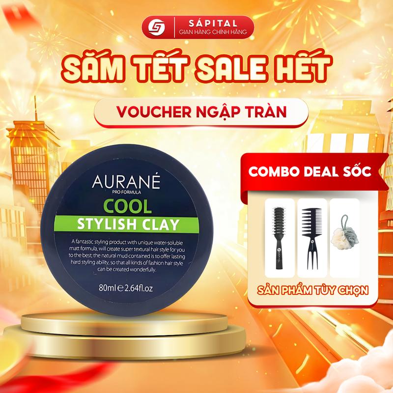 CHÍNH HÃNG Sáp vuốt tóc Aurane Cool Stylish Clay | Giữ nếp lên đến 16H - Không bóng bết dễ dàng chỉnh form Dành cho tóc dày