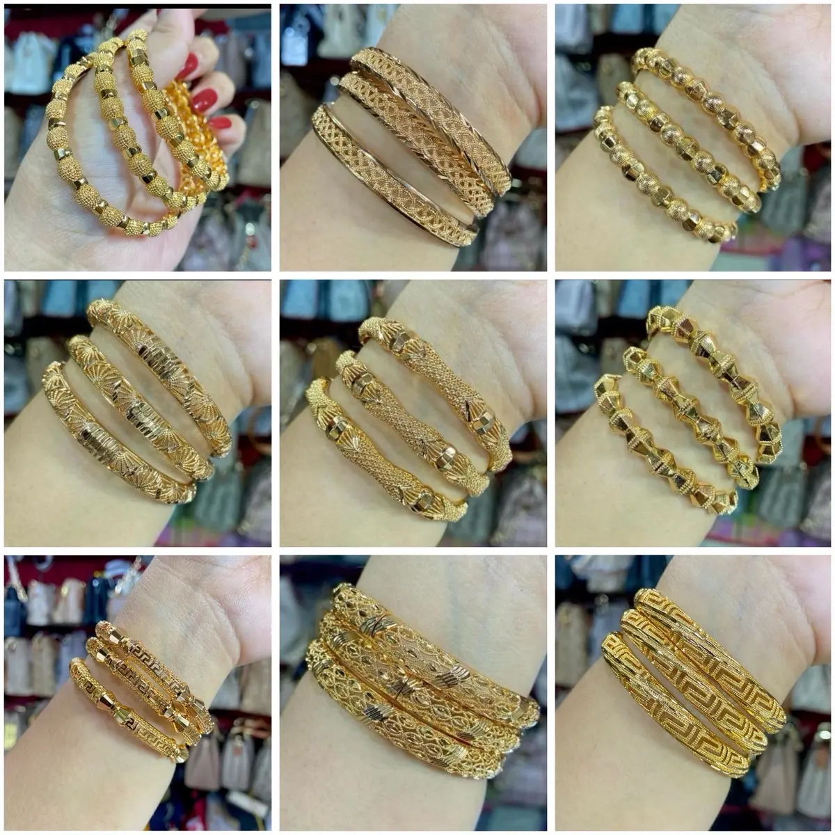 Benika Accesories - Gelang Keroncong Dubai Ukir 3pcs Xuping Jewelry Accesories Brecelets Keroncong Titanium Keroncong Simple Daily DU453 Kulit Perhiasan Permata Bracelets