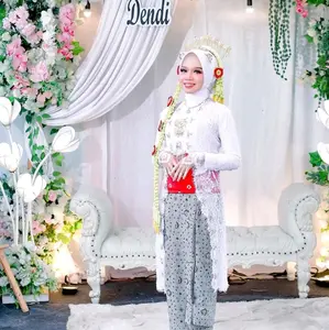 kebaya akad kutu baru kebaya pengantin putih bahan brokat korneli Wanita Dress Gaun Pesta Panjang kualitas butik