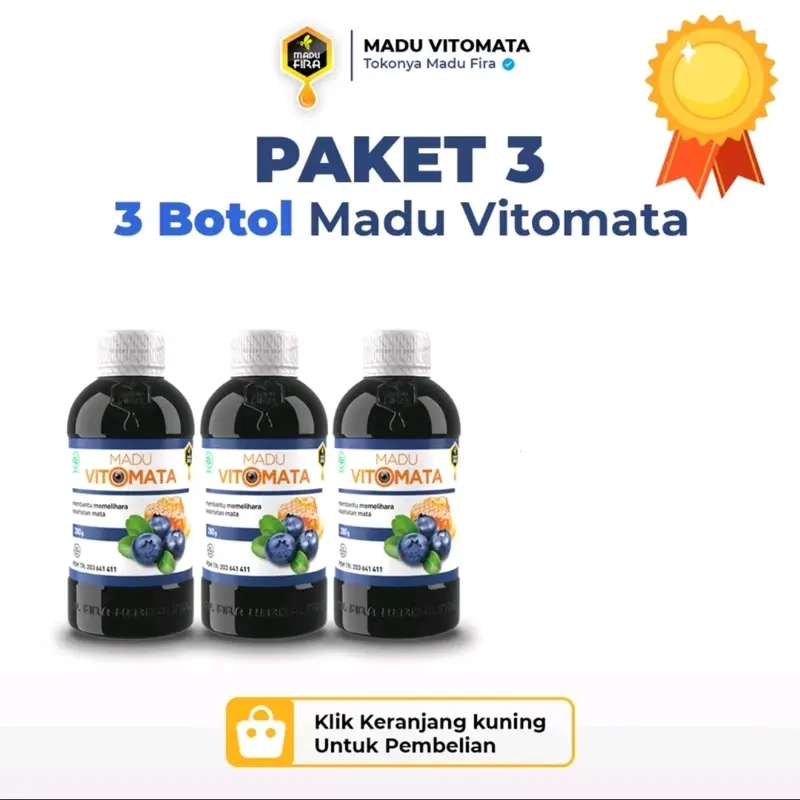 PAKET HEMAT 3 BOTOL MADU VITOMATA @280gr - Membantu Memelihara Kesehatan Mata 0
