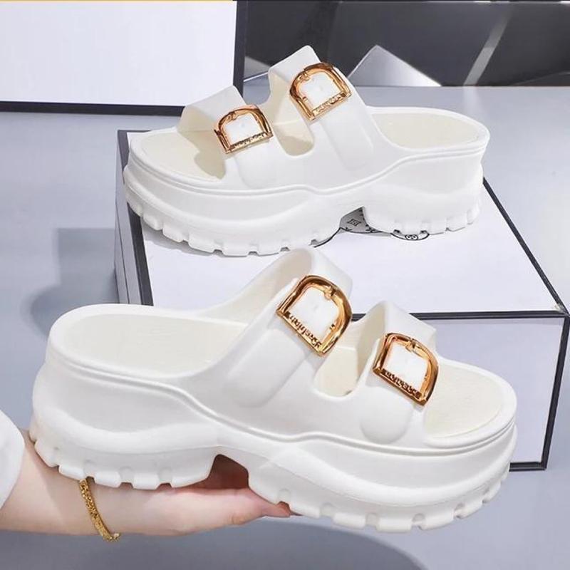 TEFANSY Sandal Wanita Kekinian Tinggi Sandal Fuji Wanita Wedges Korea Strap Dua Sandal Jelly Wanita 36-41 Kasual 7
