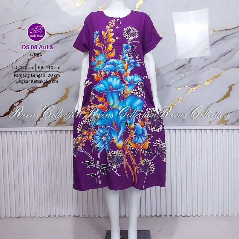 Aulia Batik Daster 08 Batik Print | Daster 3 Kancing Depan Busui 2 Saku Tangan Pendek Di Bawah Lutut daster  viral 0
