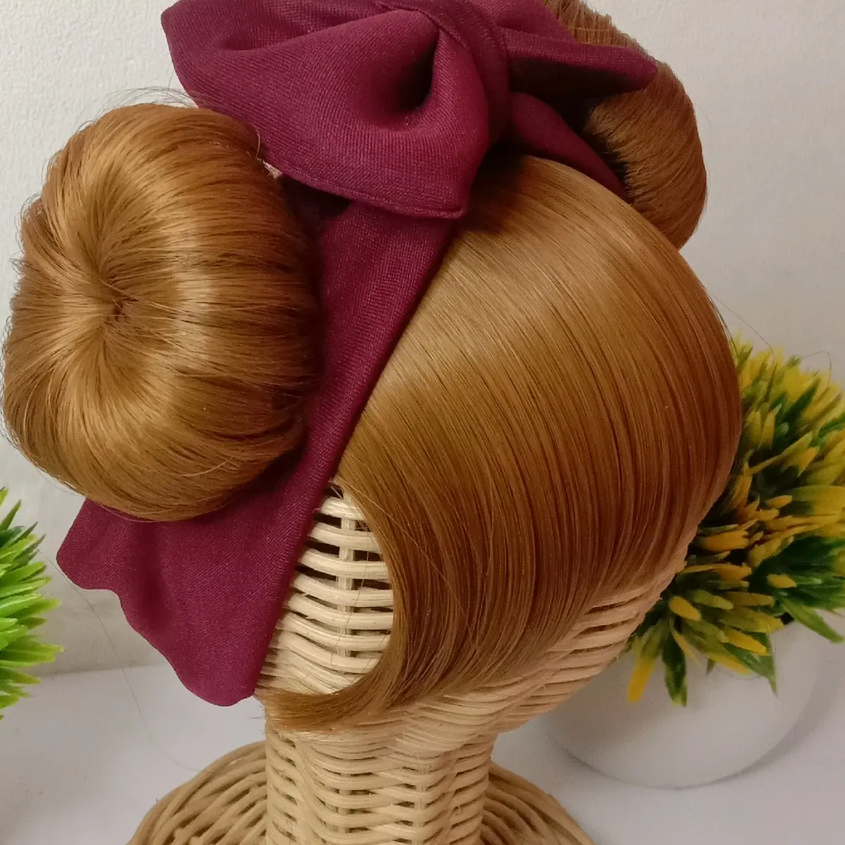 Bandana Kain Poni Pita Maroon/Bando rambut palsu Anak new born-2 Tahun