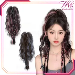 Kunciran Rambut Palsu Wig Rambut Kuncir Ponytail Hair Clip Dua Rambut Palsu Kepang Rambut Palsu Kuncir