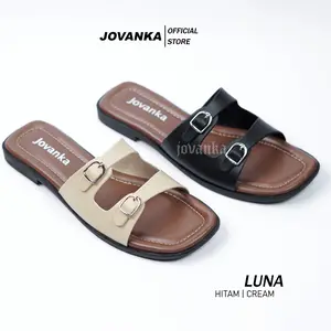 Jovanka Luna - Sandal Flat Wanita | Sandal Wanita Teplek Model Kekinian Cantik Elegan Pijakan Empuk Shoes Cewek