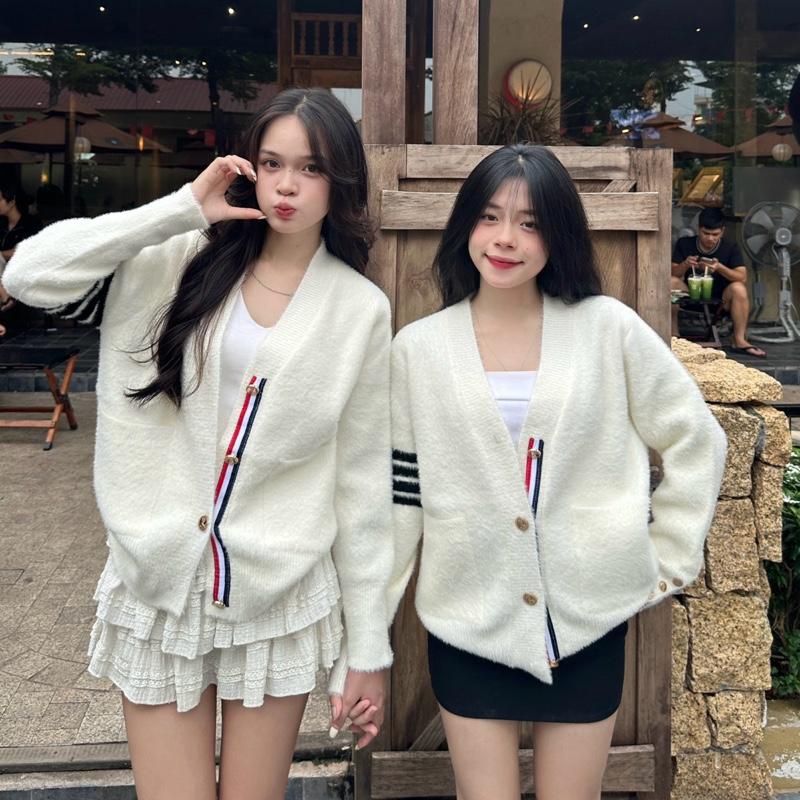   DEAL MỞ BÁN  ÁO LEN NAM NỮ CADIGAN LÔNG KẺ TAY PHỐI VIỀN  CHẤT LÔNG MỊN MƯỚT  