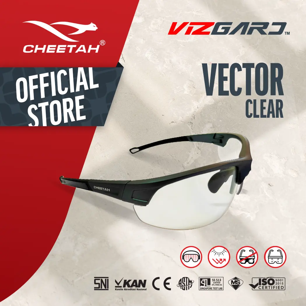 Kacamata Safety CHEETAH VIZGARD Vector Clear Lens A